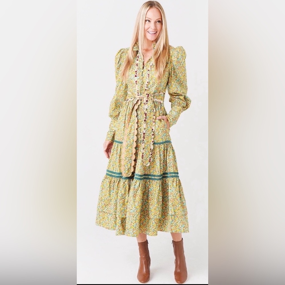 CeliaB Yellow Floral Long Sleeve Dress